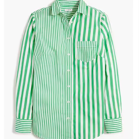 JCrew Green Multi Stripe Green and White Button Down, Size XXL NWT - Picture 3 of 3